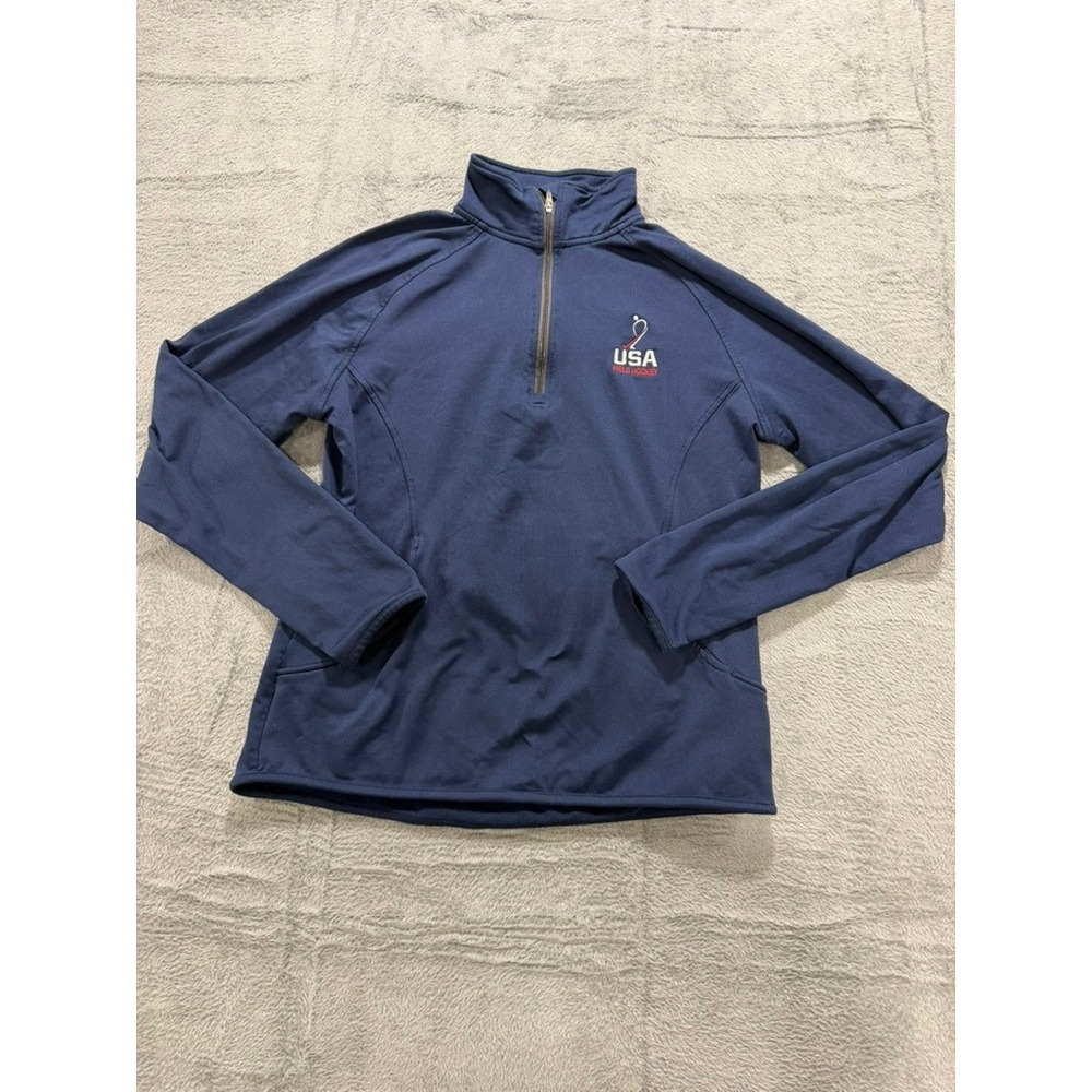 Pennant USA Field Hockey Quarter Zip Pullover Women XS Blue‎ Athletic Top